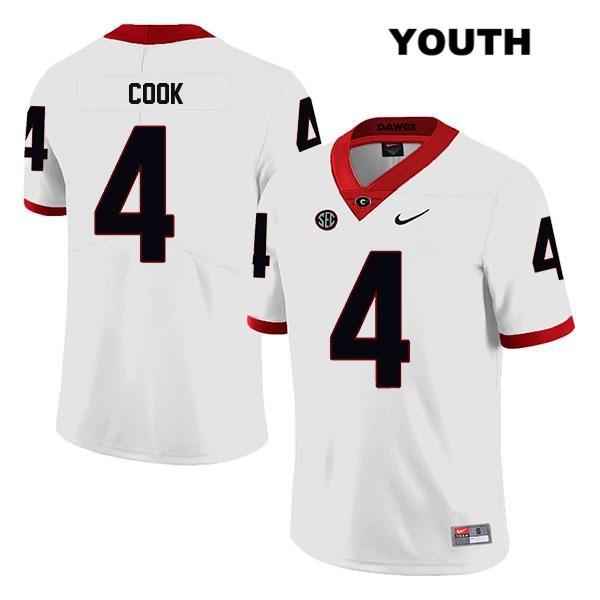 Georgia Bulldogs Youth James Cook #4 NCAA Legend Authentic White Nike Stitched College Football Jersey ICF2256PY